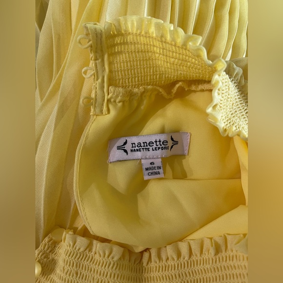GROGEOUS NWT Nannette Yellow Glimmer Lepore Chiffon Pleated Midi Dress Sz 6 - Picture 10 of 13